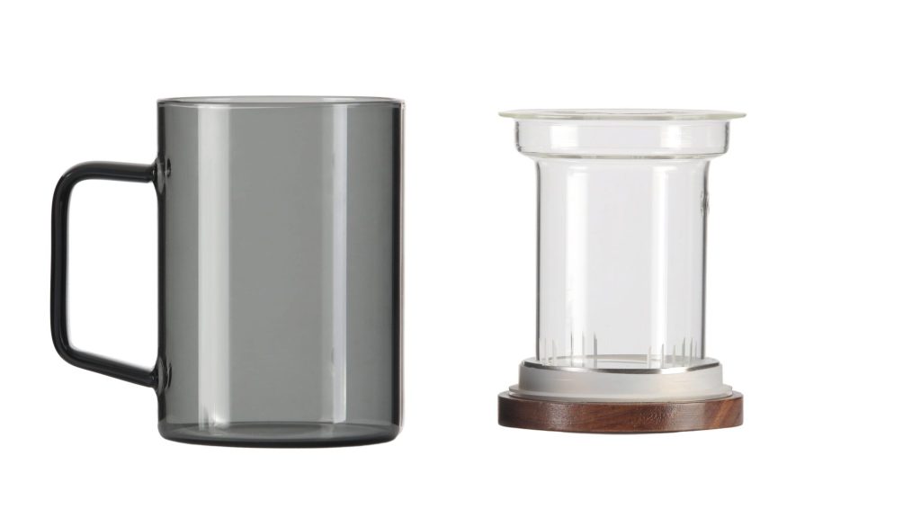 Szklanka z zaparzaczem Soho 350 ml grafitowa — sitko i pokrywa