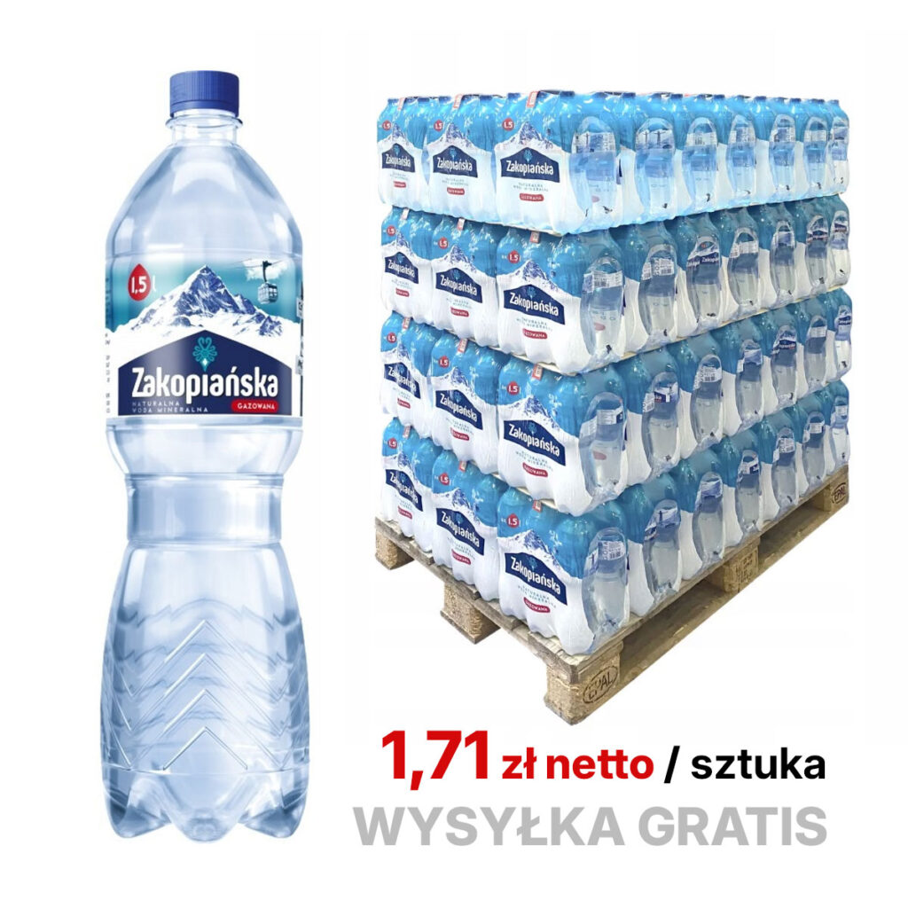 Zakopiańska woda mineralna gazowana 504 x 1,5 l - (1,71 netto sztuka) - PALETA
