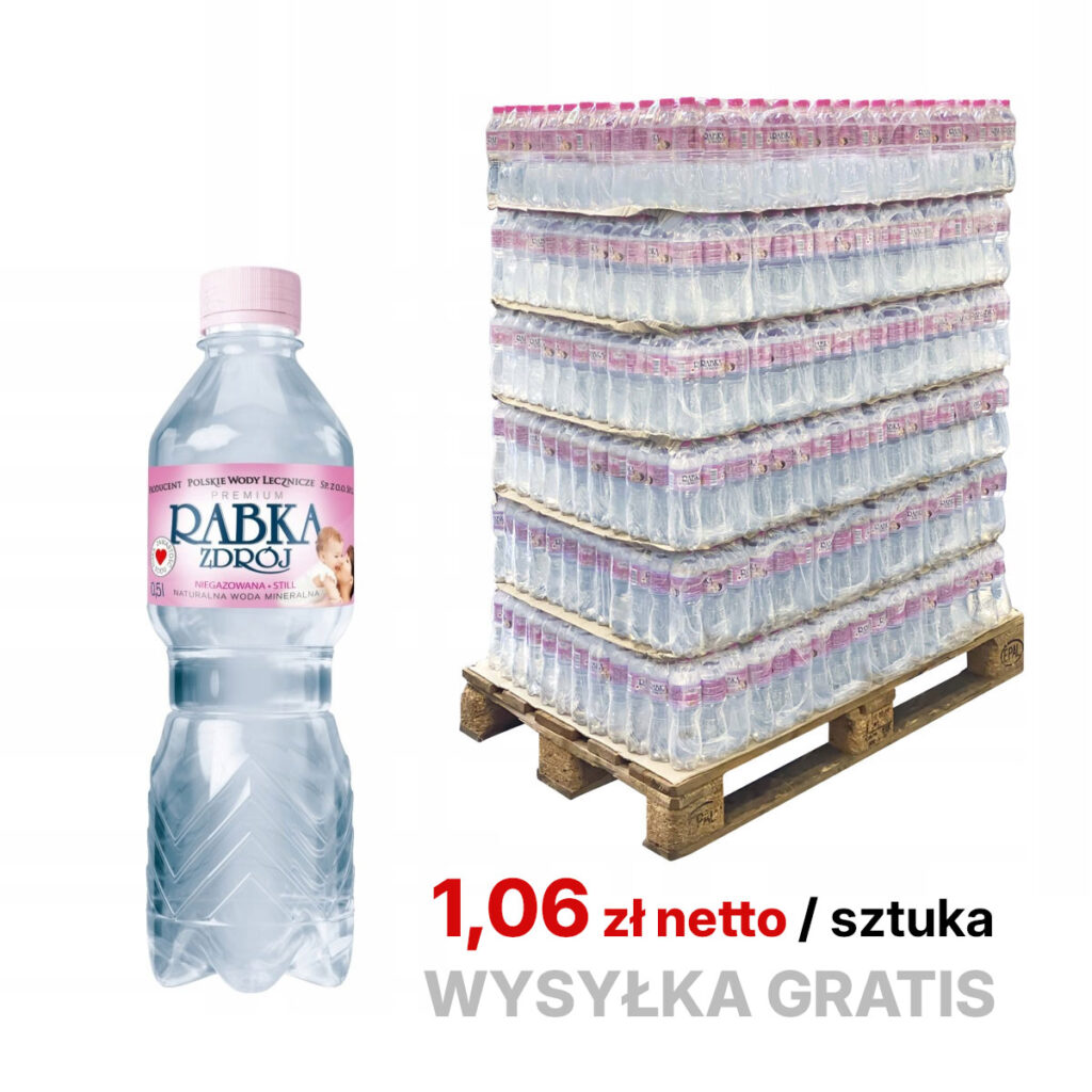 Rabka Zdrój woda mineralna niegazowana 1296 x 0,5 l - (1,06 netto sztuka) - PALETA