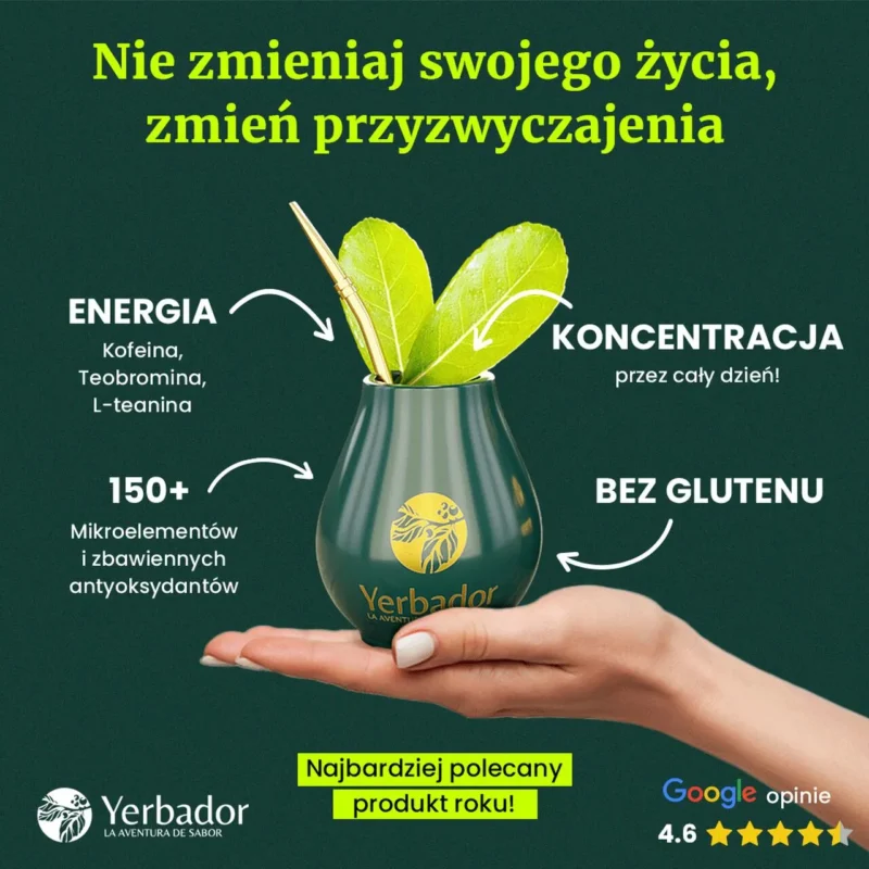 Materiał reklamowy Yerbador z prezentacją yerba mate i akcesoriów