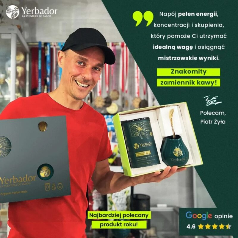 Materiał reklamowy Yerbador z prezentacją yerba mate i akcesoriów
