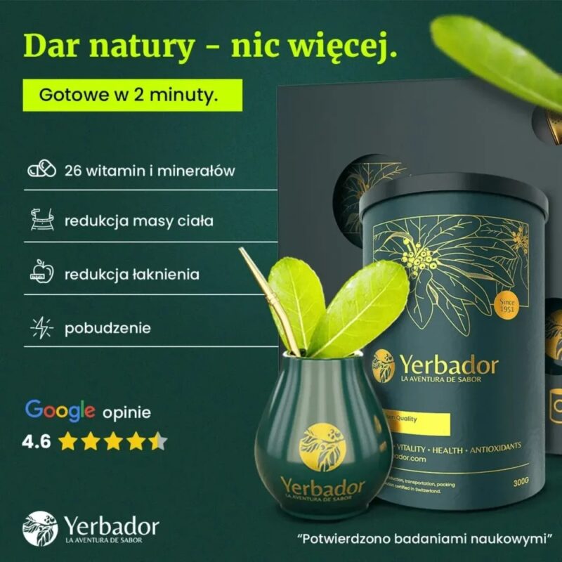 Materiał reklamowy Yerbador z prezentacją yerba mate i akcesoriów