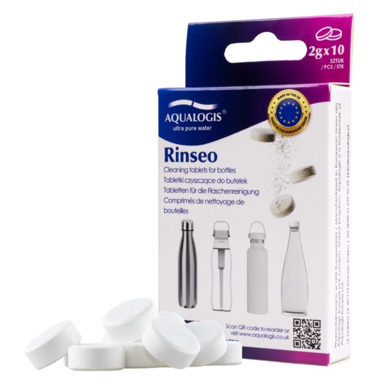 Aqualogis Rinseo Tabletki Czyszczące do Butelek, Termosów, Bidonów 10 szt.