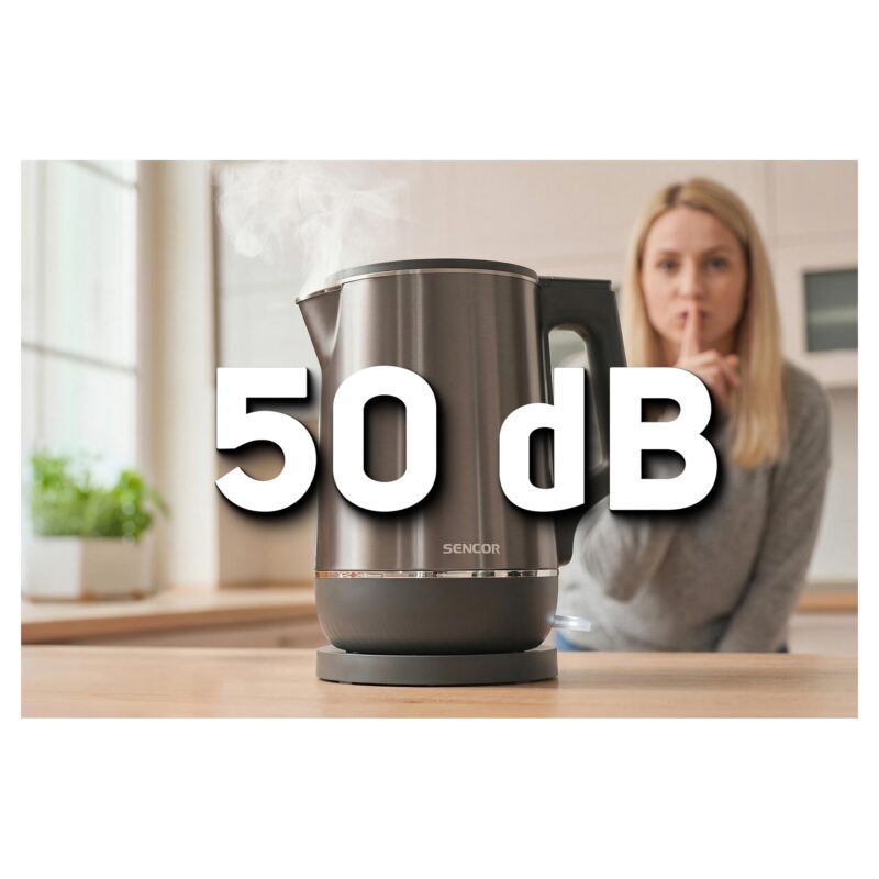 Grafika czajnika Sencor SWK 0800GY z oznaczeniem 50 dB