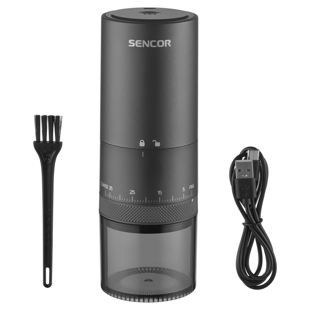 Bezprzewodowy młynek do kawy Sencor SCG 4000BK USB-C, ceramiczny, 38 ustawień