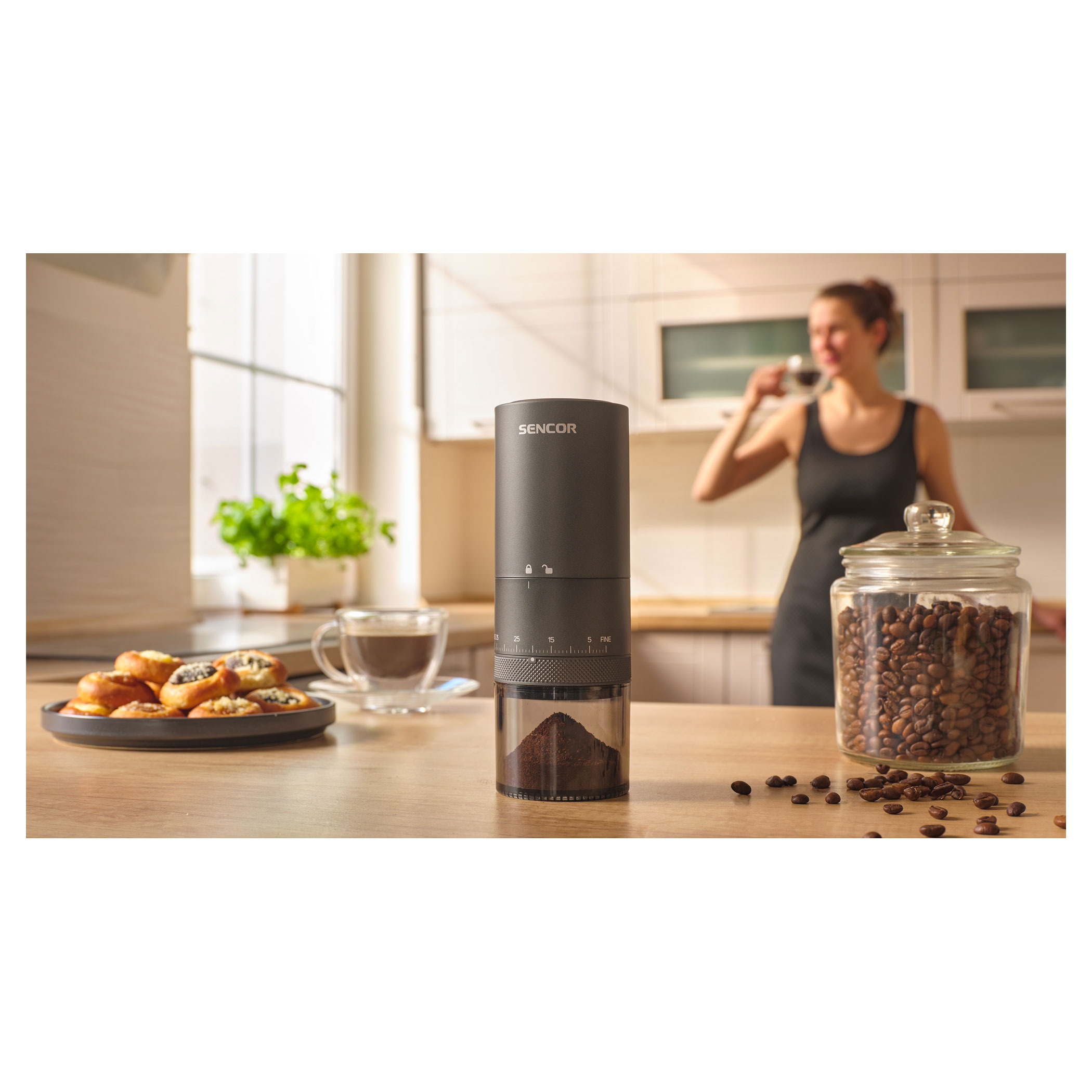 Sencor SCG 4000BK – Bezprzewodowy młynek do kawy USB-C, ceramiczny, 38 ustawień - obrazek 6