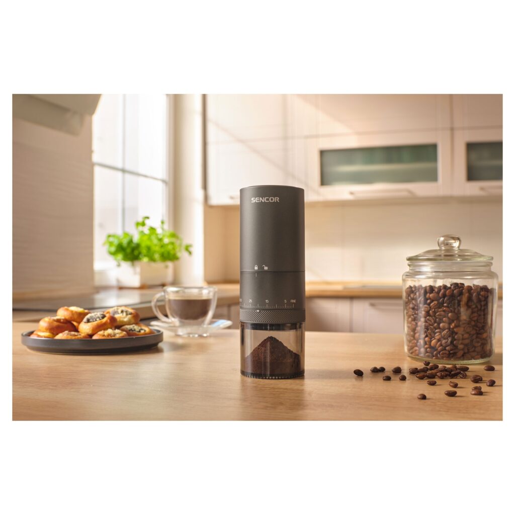 Bezprzewodowy młynek do kawy Sencor SCG 4000BK USB-C, ceramiczny, 38 ustawień