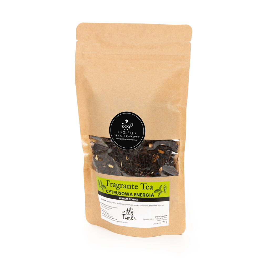 Herbata czarna Fragrante Tea – Cytrusowa Energia 75 g – opakowanie Polskiego Serwisu Kawowego