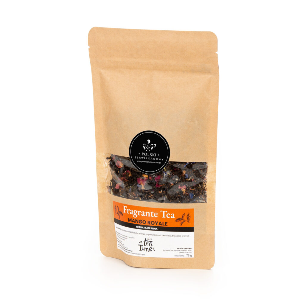 Herbata czarna Fragrante Tea – Mango Royale 75 g – opakowanie Polskiego Serwisu Kawowego