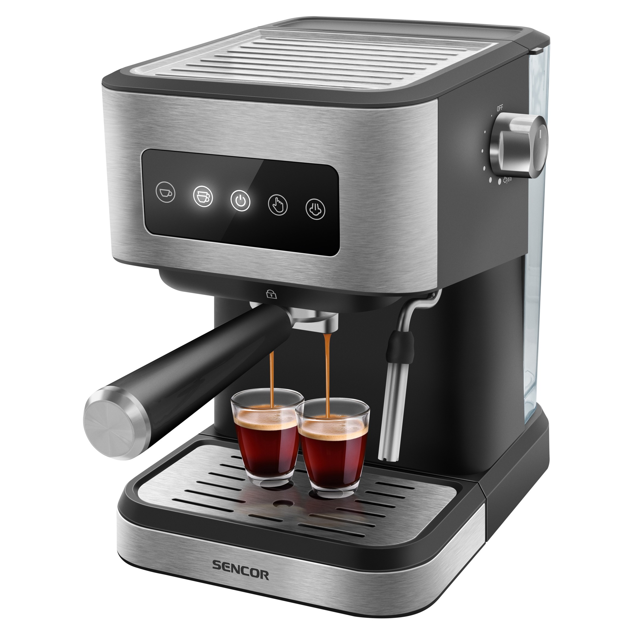 Sencor SES 4020SS – Ekspres kolbowy 20 bar do espresso i cappuccino, stal nierdzewna - obrazek 2