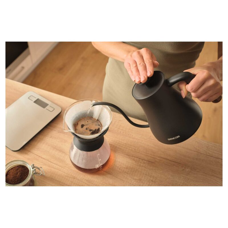 Czajnik elektryczny Sencor SWK 2828BK Pour Over 0,6 l, regulacja temperatury — nalewanie napoju