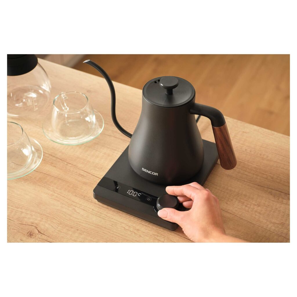 Czajnik elektryczny Sencor SWK 2828BK Pour Over 0,6 l, regulacja temperatury — panel sterowania