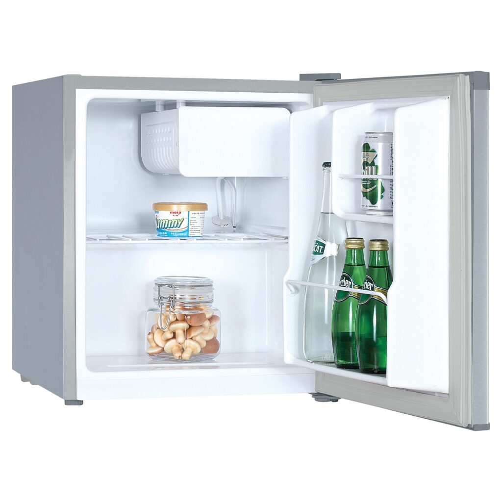 Lodówka jednodrzwiowa Philco PSB 401 EX Cube 41 l stal nierdzewna — wnętrze urządzenia