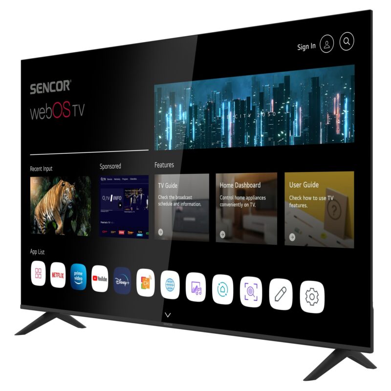 Telewizor Smart TV 65" 4K UHD webOS Sencor SLE 65US803B - nowy
