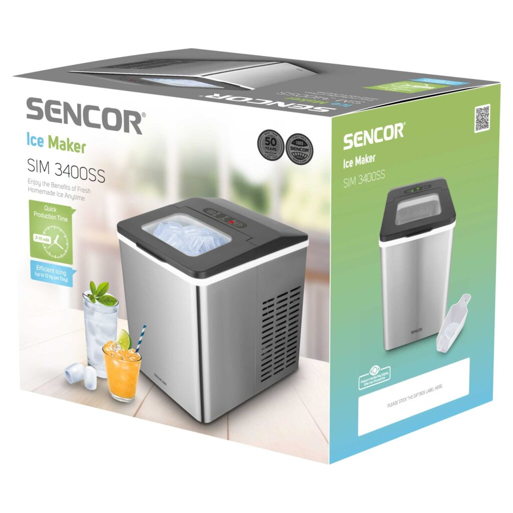 Kostkarka do lodu Sencor SIM 3400SS 12 kg / 24 h — opakowanie produktu