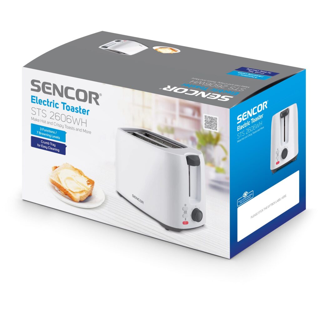 Sencor STS 2606WH toster elektryczny biały — opakowanie produktu