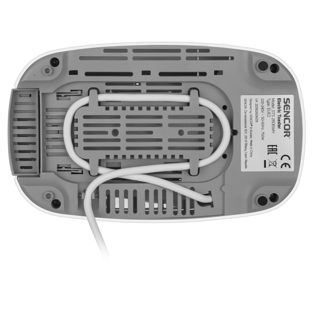 Sencor STS 2606WH toster elektryczny biały — podstawa i przewód zasilający