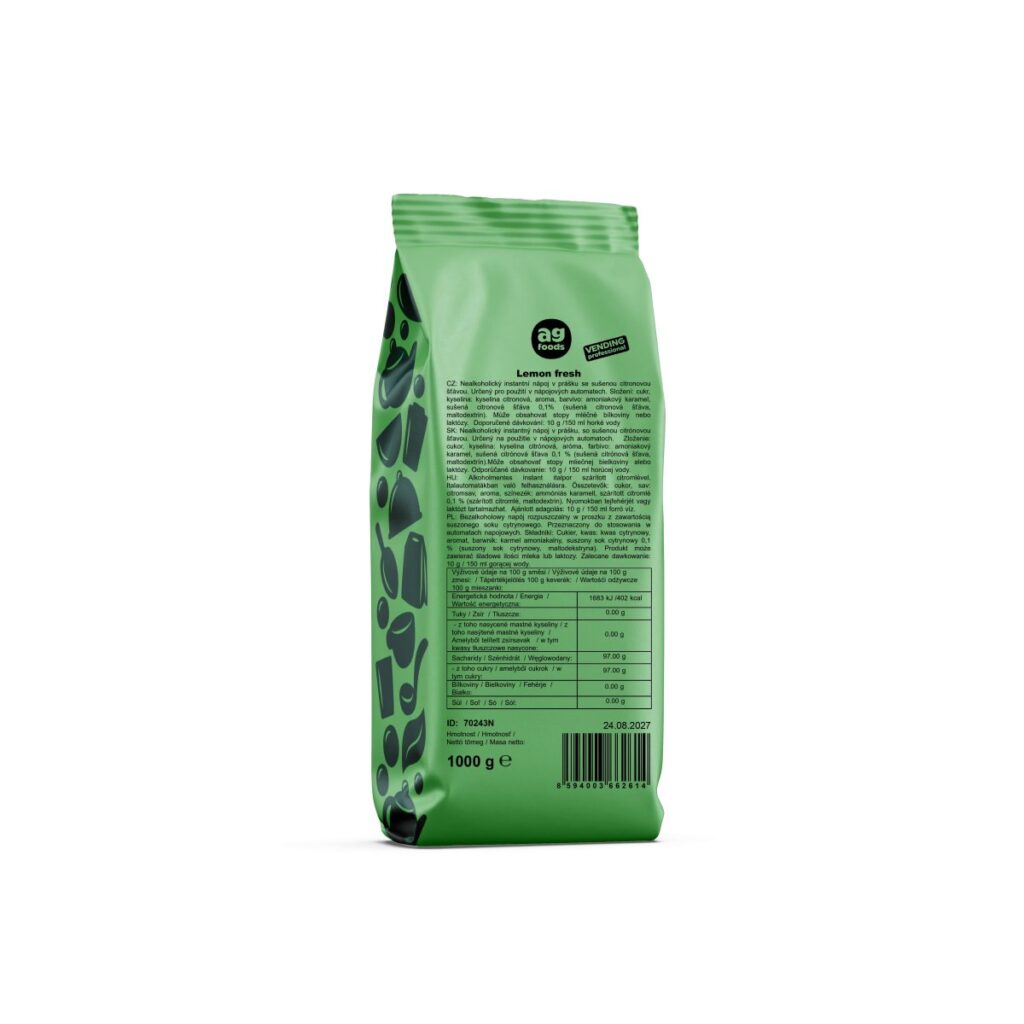 Opakowanie AG PRO Lemon Fresh 1000 g – cytrynowy napój instant do automatów