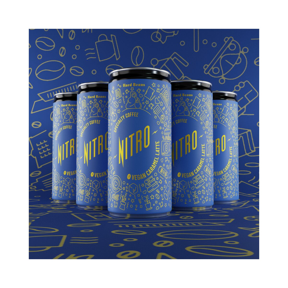 Wegański napój kawowy Nitro Vegan Caramel Latte Hard Beans 200 ml