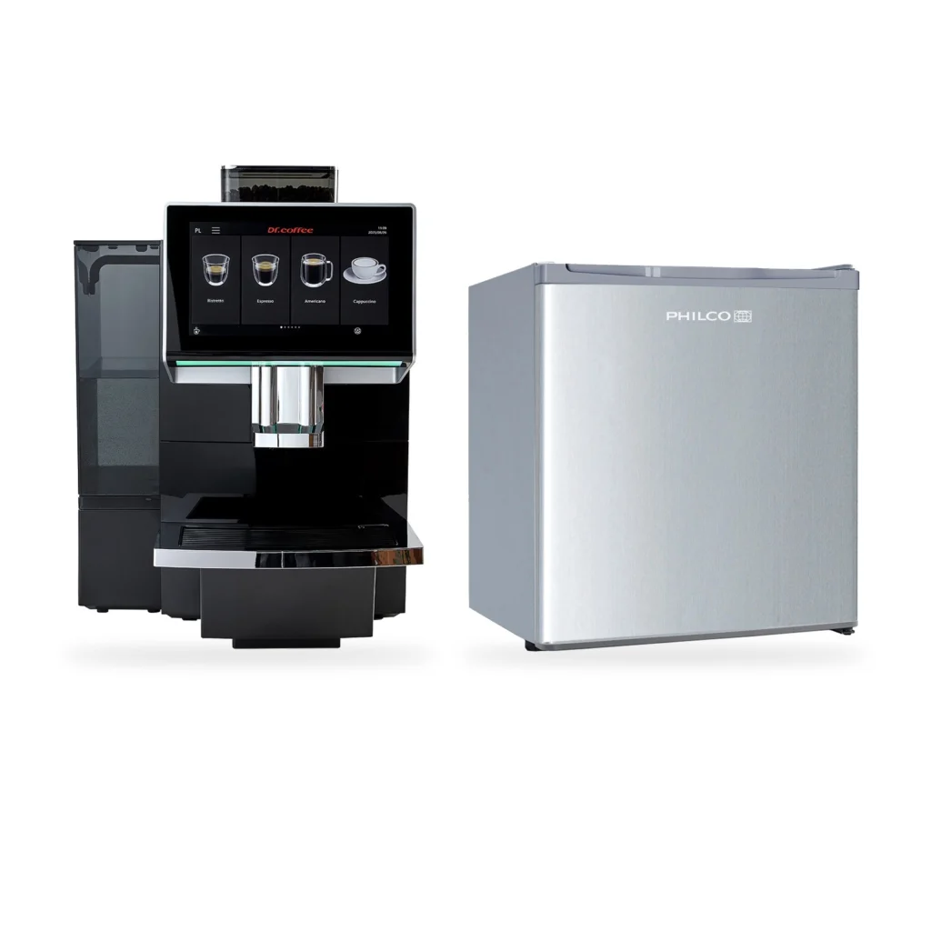 Ekspres Dr.Coffee GT2 BIG PLUS PRO z lodówką Philco PSB 401 EX Cube 41 l