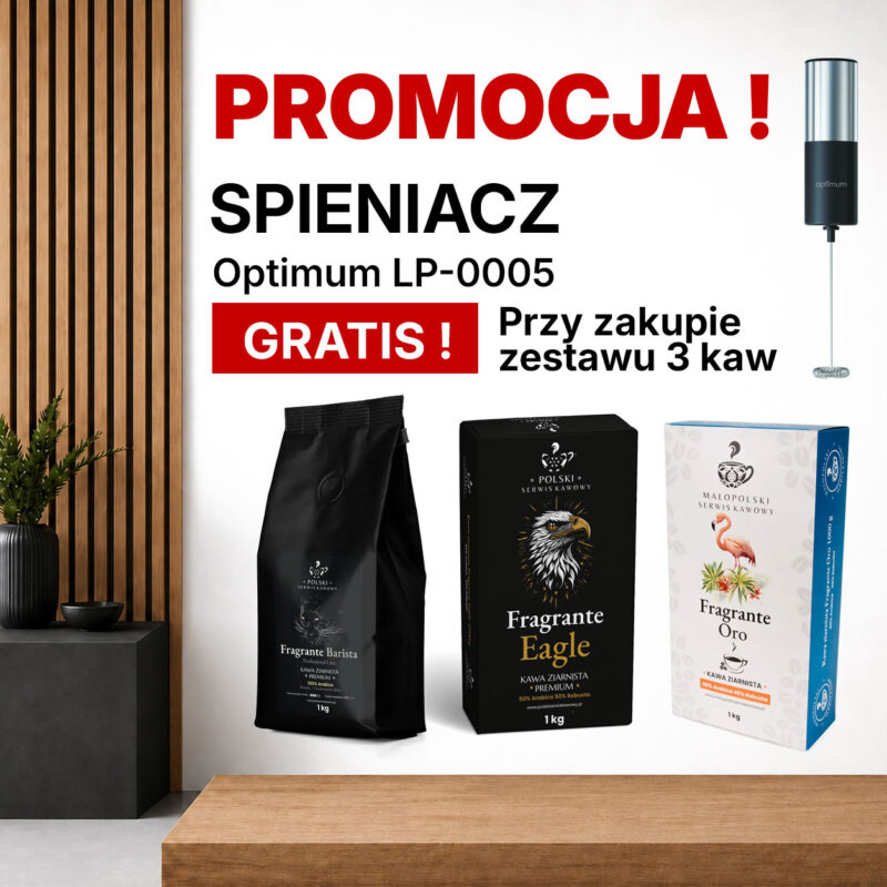 Zestaw kaw Fragrante Barista, Eagle i Oro 3 × 1 kg – spieniacz Optimum gratis