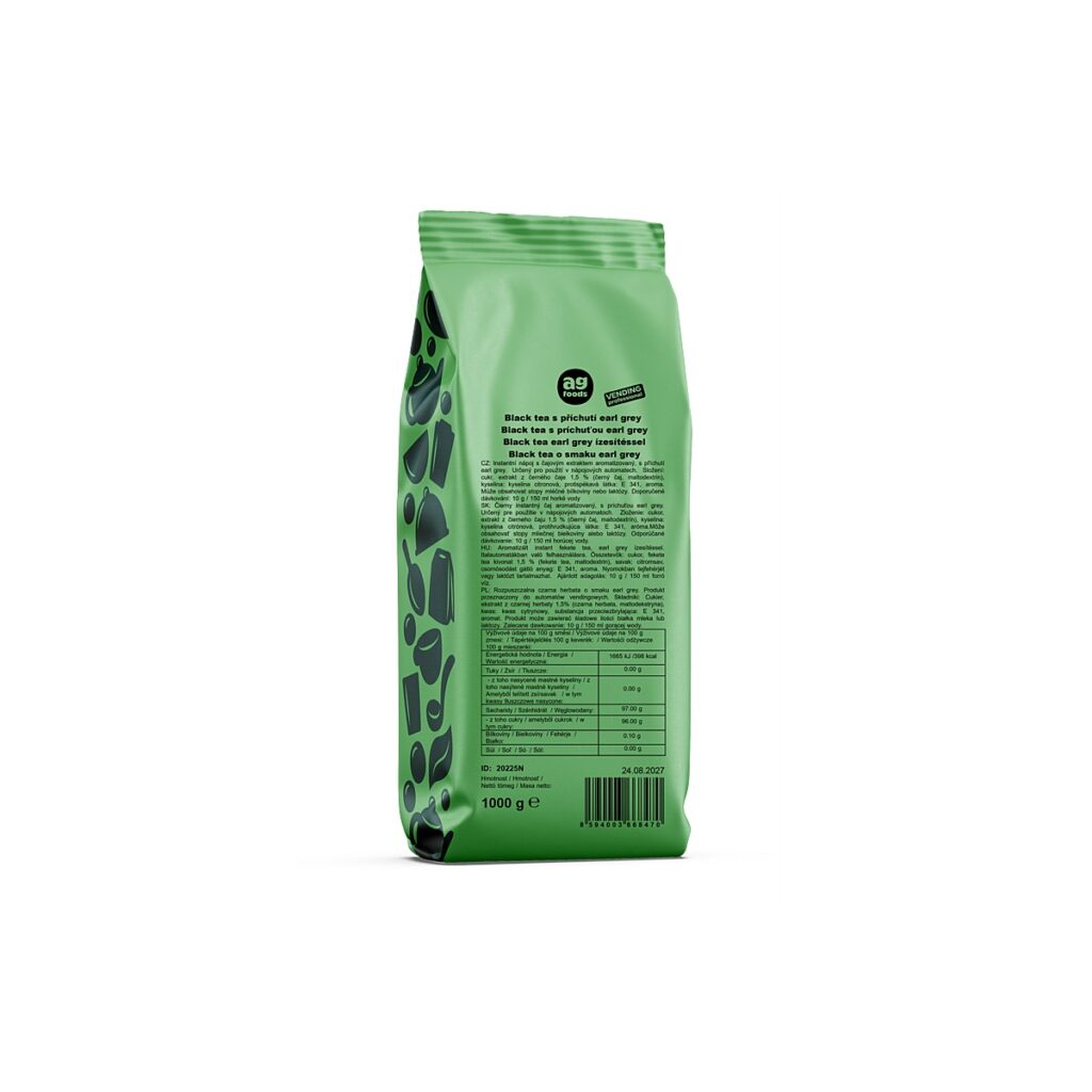 Herbata rozpuszczalna AG PRO Black Tea Earl Grey 1000 g – widok opakowania pod kątem