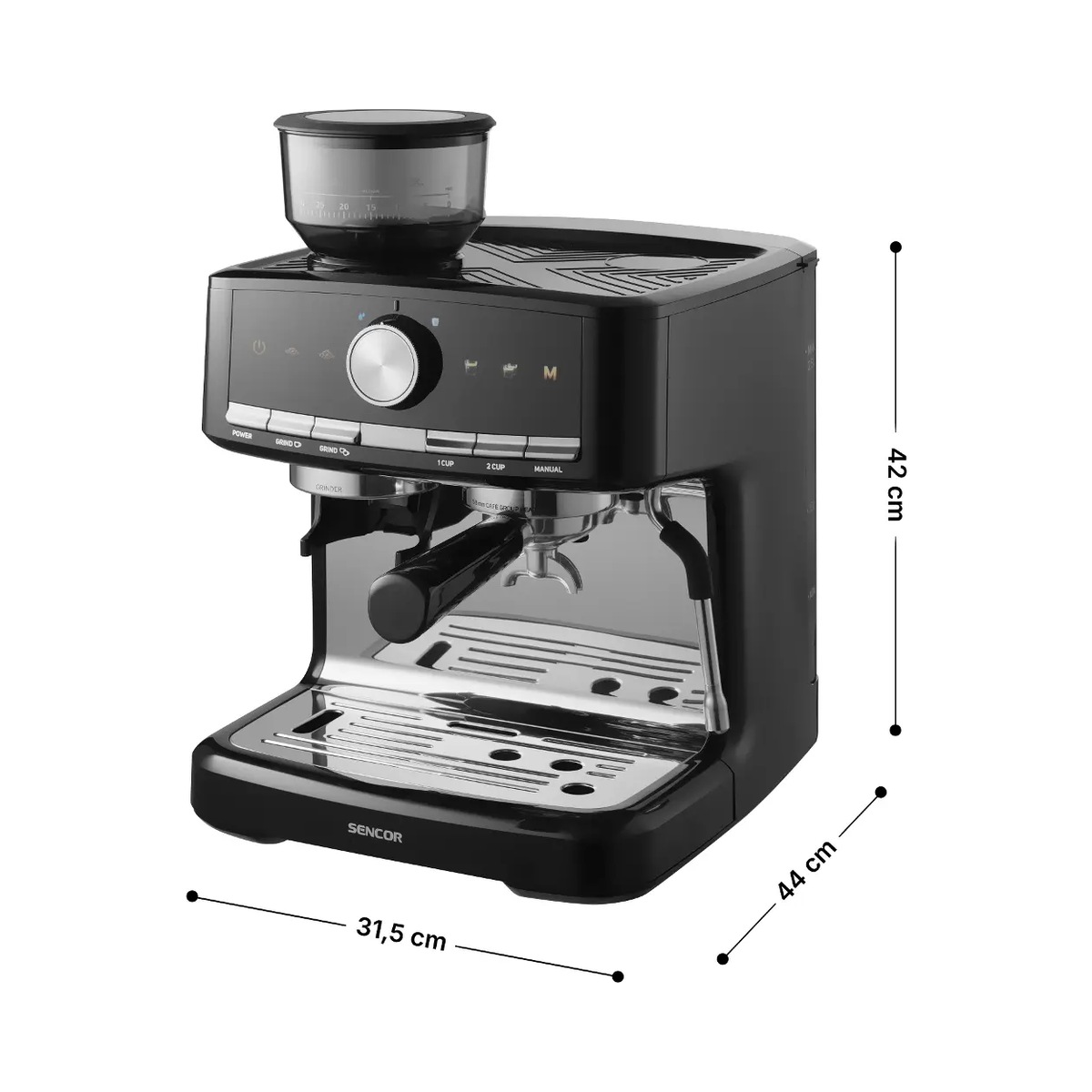 Ekspres kolbowy Sencor SES 6020BK – wymiary ekspresu