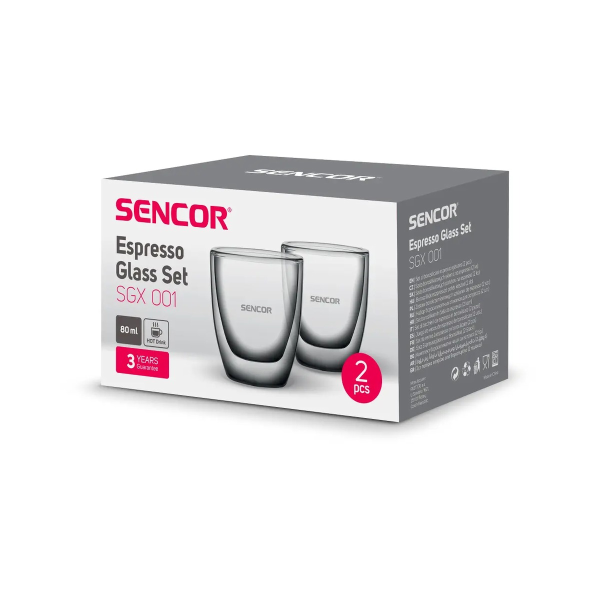 Zestaw szklanek do espresso Sencor SGX 001 2 × 80 ml – opakowanie zestawu