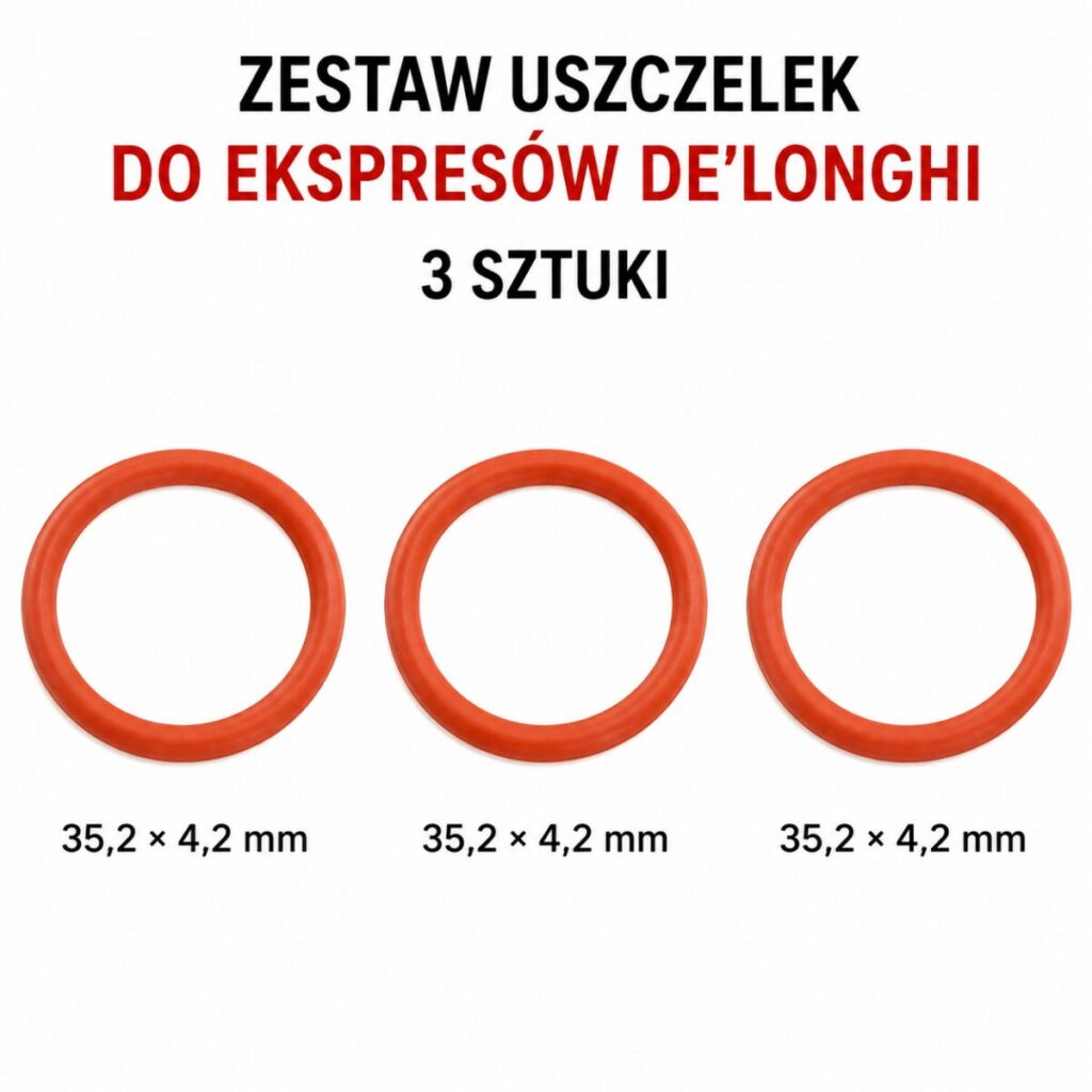 Trzy jednakowe uszczelki do ekspresów De’Longhi, każda 35,2 × 4,2 mm