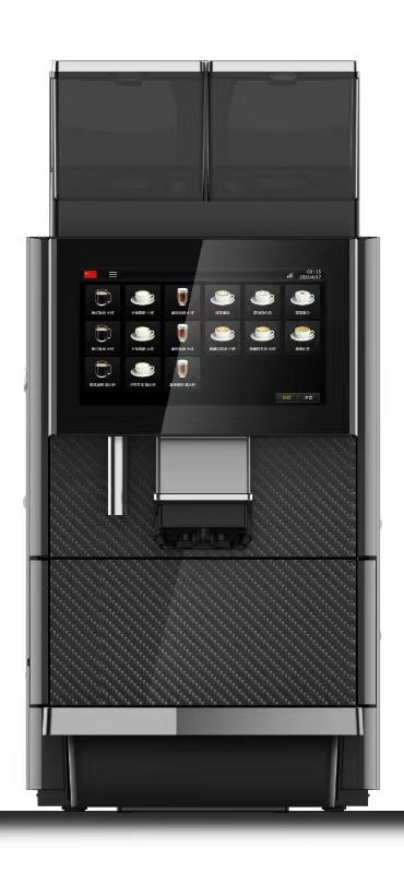 Dr.Coffee T200 – widok z przodu z ekranem i pojemnikami instant