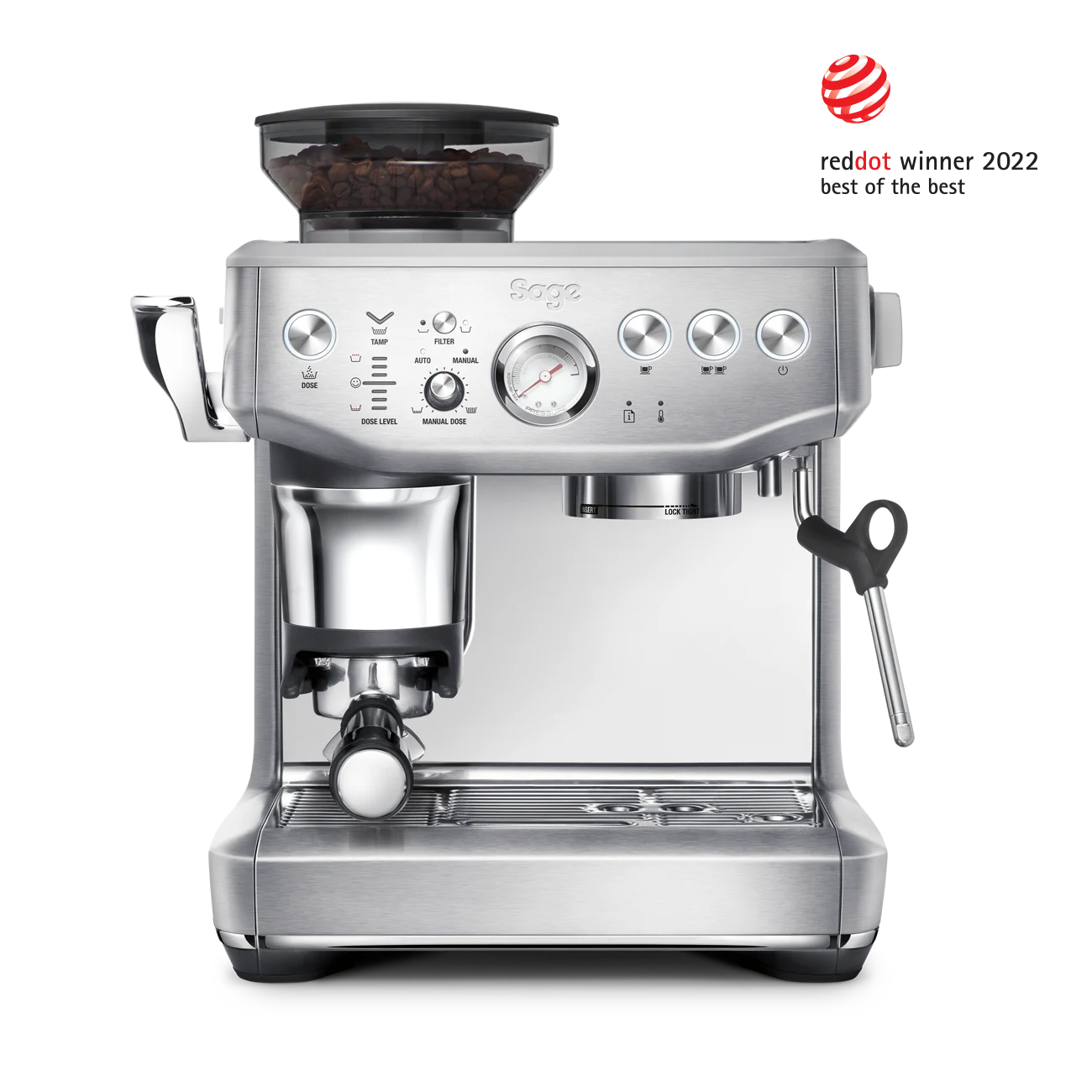 Ekspres kolbowy Sage the Barista Express Impress SES876BSS – widok z przodu